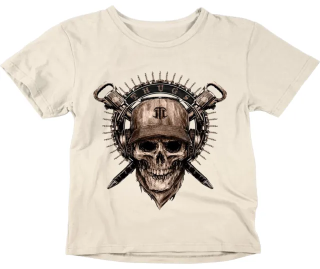 Skull motorcycle grunge biker cool Kids Boys Girls tshirt Childrens T-Shirt