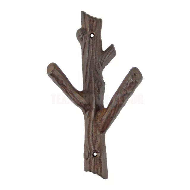 Tree Branch Double Wall Hook Cast Iron Rustic Key Towel Coat Hanger Heavy Duty