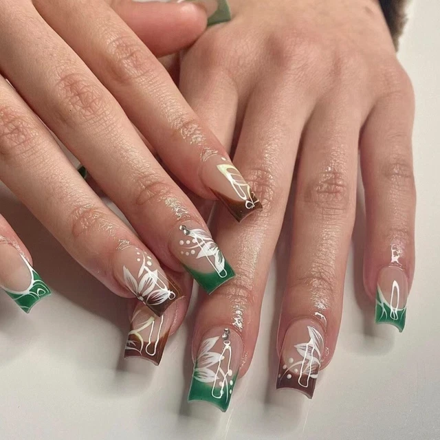 Wearable Manicure French Fake Nails Short Medium Length Press on Nails  Women