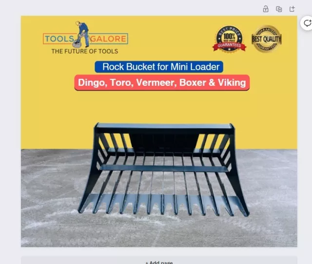 Rock Bucket for Mini Loader - Dingo, Toro, Vermeer, Boxer & Viking