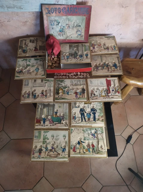 Très Ancien Jeu De Loto Caricatural Allemand - Adolph Engel Berlin C.1880