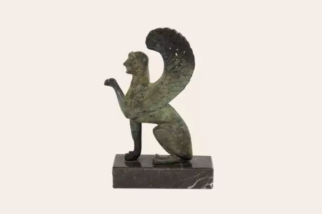 Greek Sphinx Handmade Bronze Sculpture Mythical Creatures Museum Replica