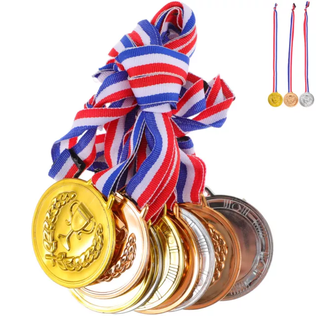 9pcs Metal Winner Medals with Neck Ribbons for Sports & Parties-DC