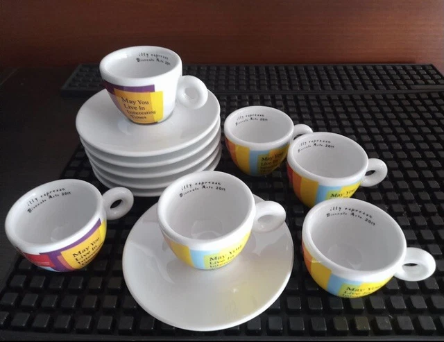 Illy 6 Tazzine Nuove Biennale Arte 2019 +Piattini - 6 New Espresso Cups +Saucers