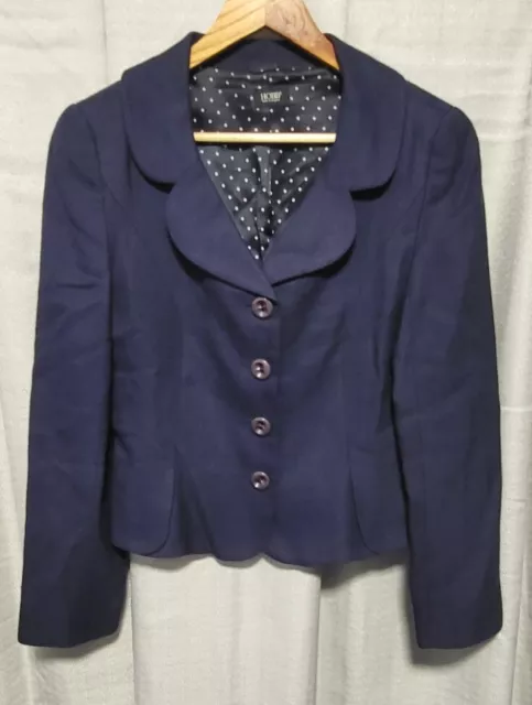 HOBBS Ladies 2 Piece Skirt Jacket Viscose Suit Set Blue Size 12 Work Wear