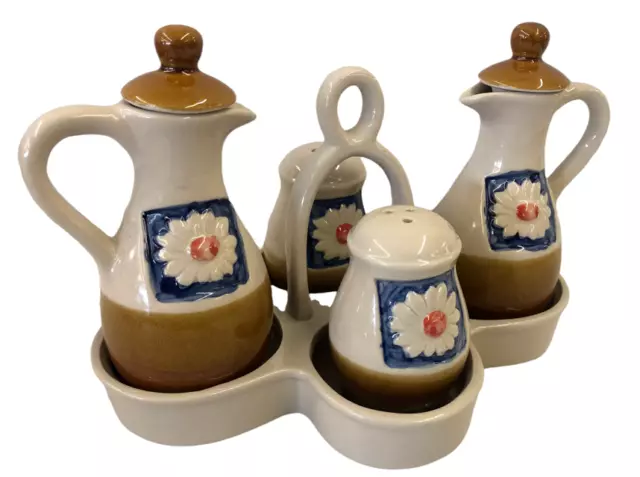 Set Olio Aceto Sale Pepe In Ceramica Smaltata Da Cucina