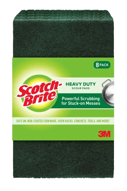 Scotch-Brite Scour Pads, Heavy Duty Scouring Pads for Cleaning 8 Green