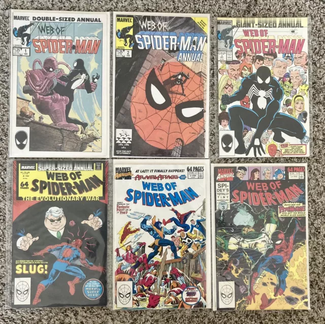 Web of Spider-Man Annual #1 2 3 4 5 6 Lot Of 6 Marvel 1985-1990 Art Adams VF+ 🔑