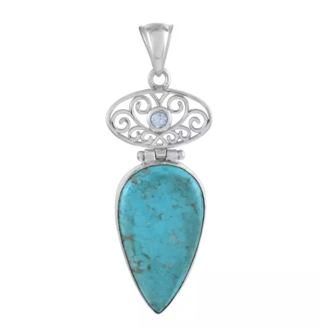 Pendentif Kingman Turquoise en argent Sterling 925, bijoux Turquoise faits...