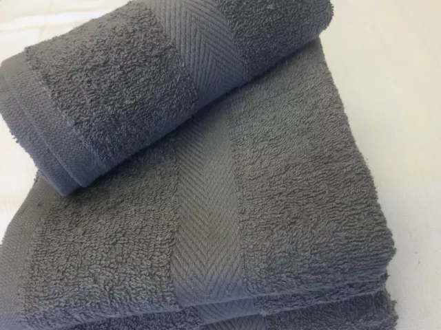 48 PIECES NEW GRAY SALON HAND TOWELS GYM DOBBY BORDER TOWELS 16X27 inches