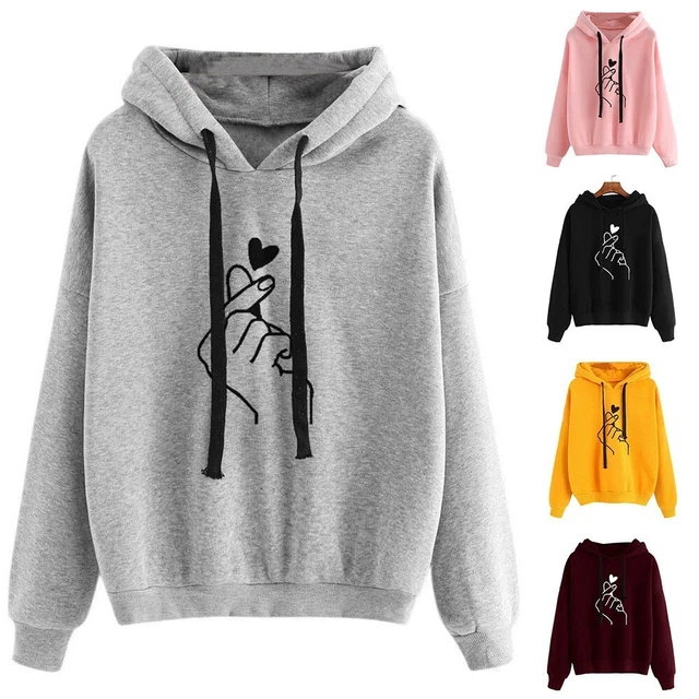 Donna Larga Felpa Camicetta con Cappuccio Moda Pullover Felpe Top Casual Da