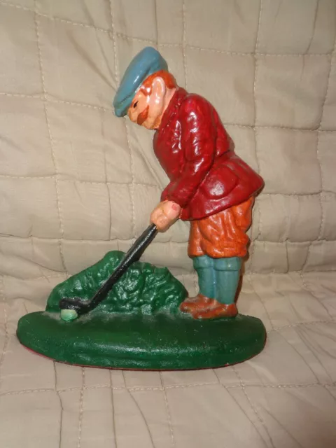 Vintage Cast Iron Golfer Door Stop or Book End