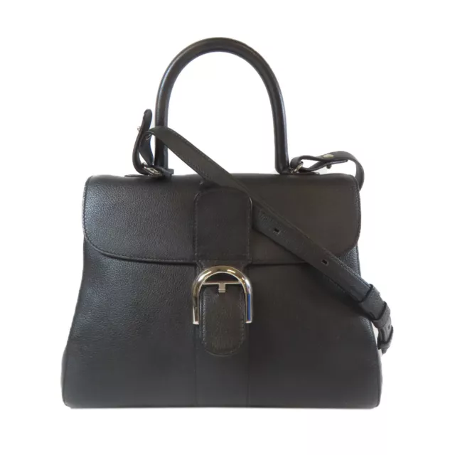 SELECTION SHW Delaux Brillant MM 2 Way Shoulder Handbag Calfskin Leather Black