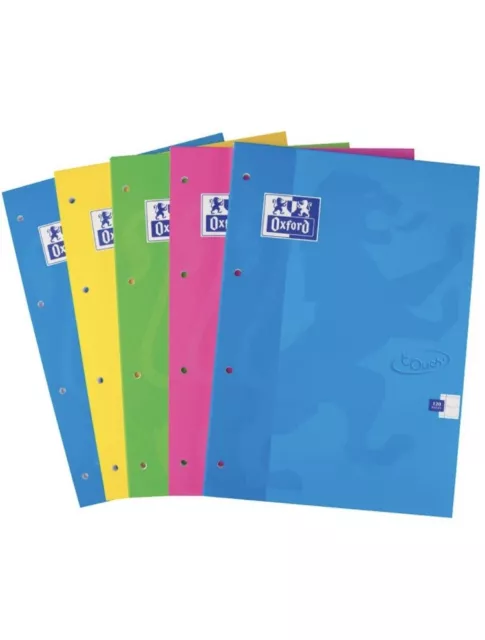 Oxford Touch A4 120 Page Card Cover Refill Pad Assorted Colours, Pack of 5