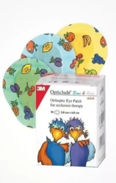 3M Opticlude Parches Ortopticos para Ojos Niños Junior Niños Niñas 5cm x 6.2cm Paquete de 30