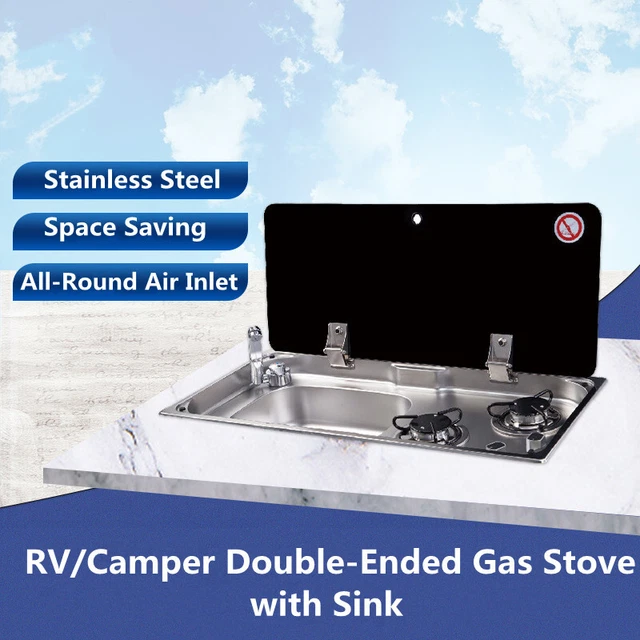 RV/CAMPER BUILTIN GAS Stove With Sink Double Burners High Power Gas