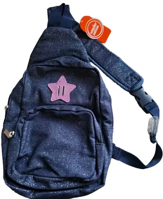 Wonder Nation Girls/Women Dark Purple W/Star Denim Adjustable Strap Sling Bag