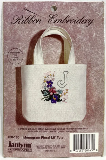NUEVO 1990 Janlynn Mongram Floral Lil' Bolso de Bordado 00165 Cinta Kit De Colección 13431