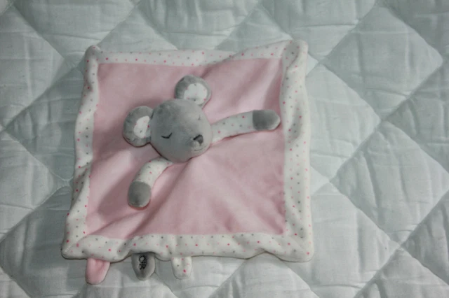 Doudou Obaibi Okaidi Souris Plat Rose Blanc Gris Pois Dormeur Com Neuf