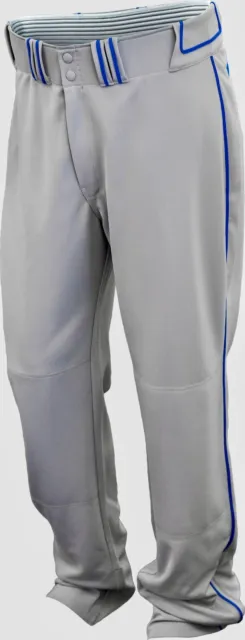 Easton Mens Softball, Baseball Walk-Off Piped Pants Grey w/ ROYAL - XL 38"-41"