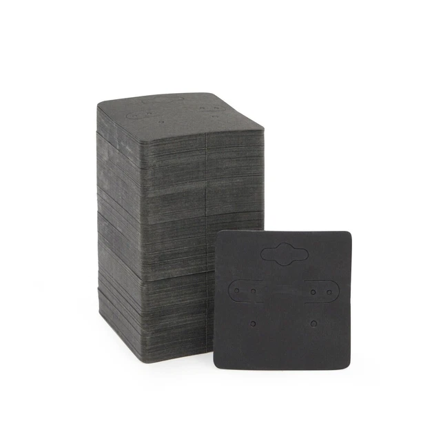 200-Pack Hanging Earring Card Holder, Paper Cards, for Ear Studs, Black, 2"x 2"