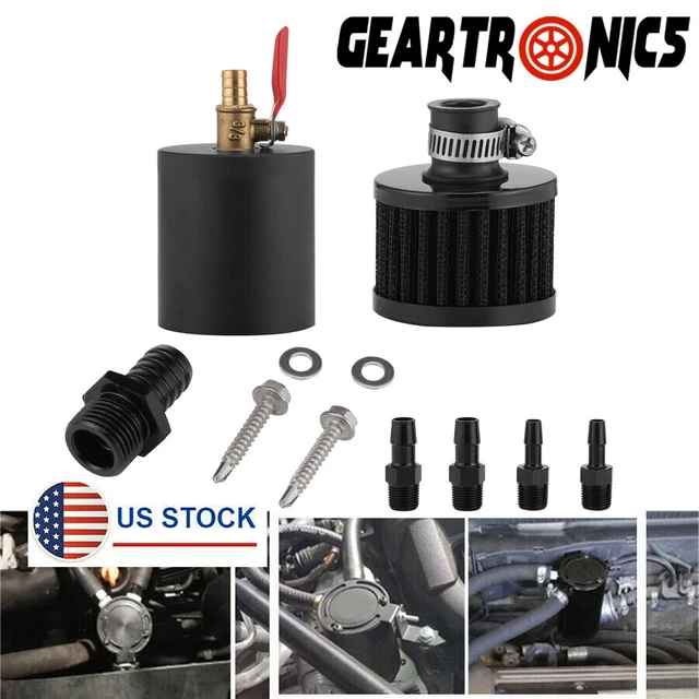 BILLET ALUMINUM BAFFLED 2port Oil Catch Can Reservoir Tank w/ Breather