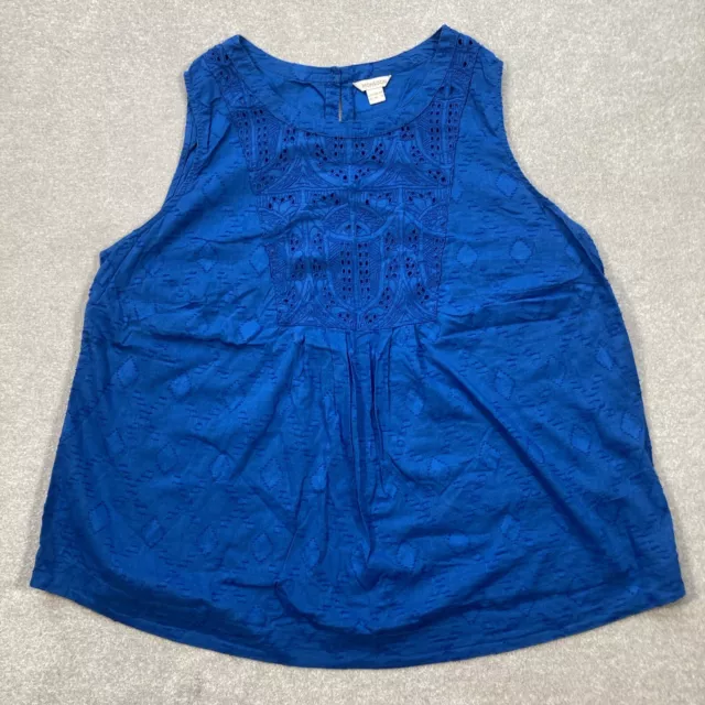 Monsoon Women’s Royal Blue Sleeveless Tank Vest Top Size Uk 22 100% Cotton