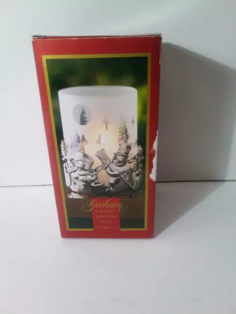 Christmas Snowman Gorham Silverplated Votive w/Box bonus candle enclosed