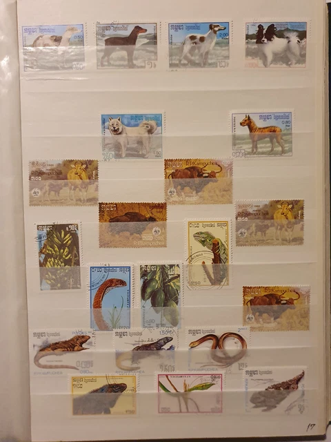Briefmarkenalbum weltweit, gestempelt & ungestempelt, etwa 43 Seiten, 70er 80er