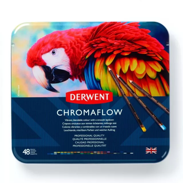 Derwent Chromaflow Soft Core Colour Pencils Tin Case 48 Assorted 2306013 2
