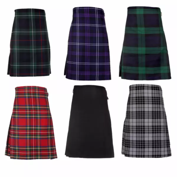 Neu schottische Highland Tartan Polyviskose Erwachsene Party Kilt verschiedene Tartans brandneu mit Etikett