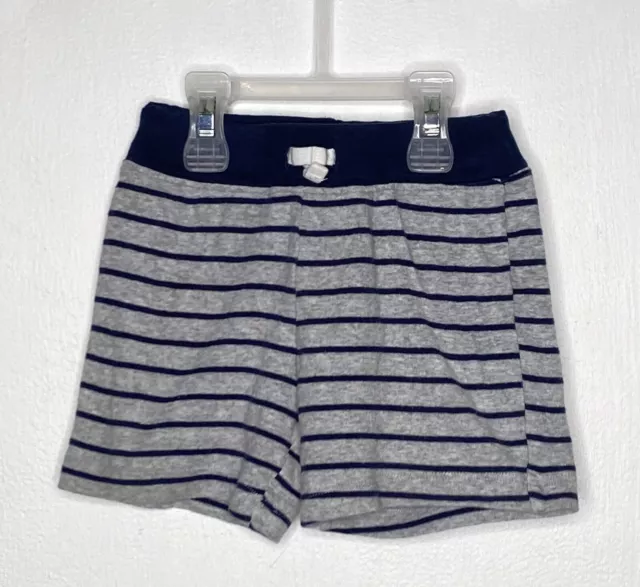 Carters Striped Knit Shorts Boys Size 18 Months Navy Gray Pull On Elastic Waist