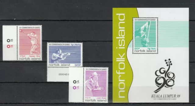 NORFOLK-INSELN, 1998 Commonwealth-Spiele 672-74, Block 25 **, (30333)