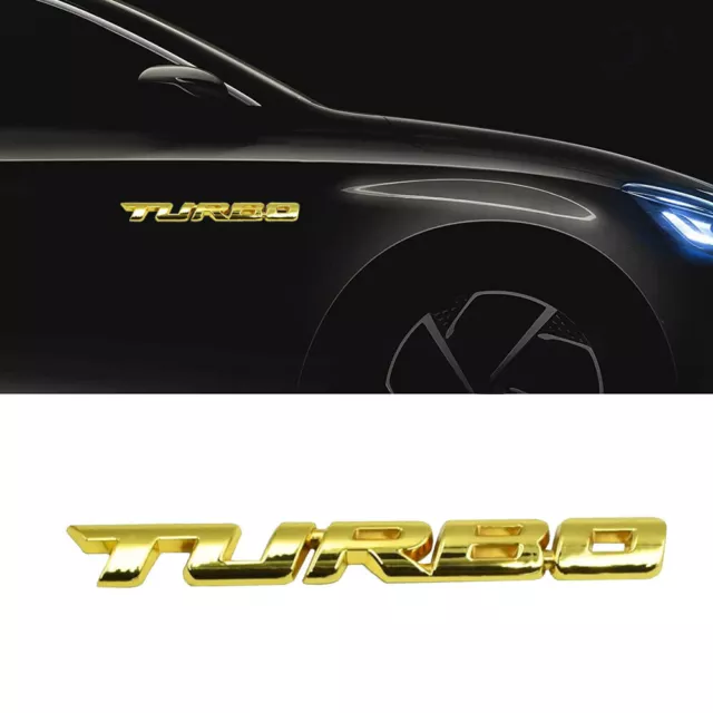 3D TURBO Logo Gold Car Styling Metal Emblem Badge Decal Sticker Car Accessories,