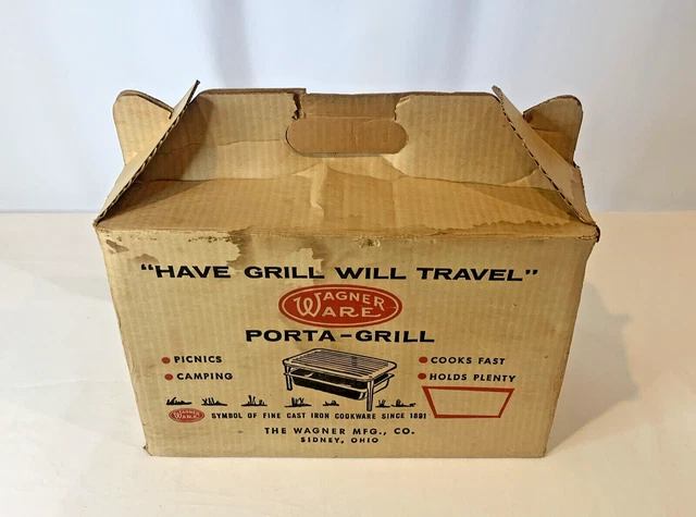 Vintage Wagner Ware PORTA-GRILL Portable Cast Iron Camping Charcoal Grill RARE!
