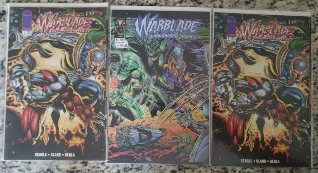 WARBLADE Endangered Species #1,1,4 Gatefold Cover Ripclaw LOT of 3 Image 1995 NM