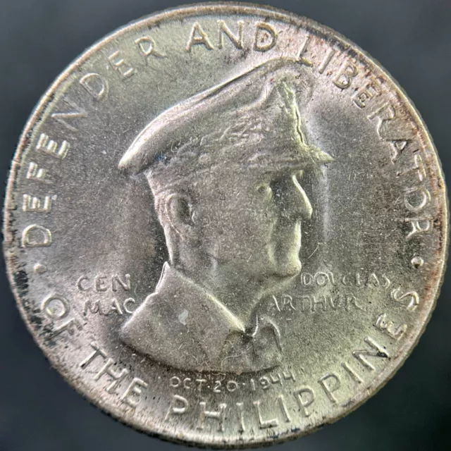 PHILIPPINES. 1947, 50 Centavos, Silver - General MacArthur, Toned