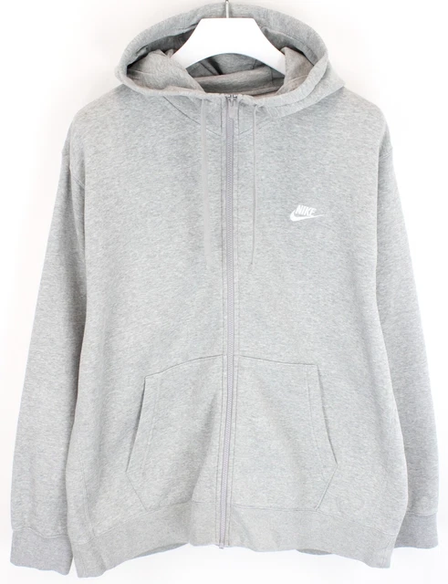 Nike NSW Club Felpa con Cappuccio Uomo 2XL Cerniera Intera Tasche Melange Grigio