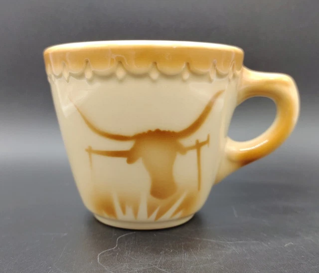 Syracuse China Econo-Rim Longhorn Steer Western Restaurantware Cup Mug Adobe 7FF