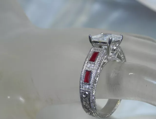 VERY Cool FAB Ruby Red Crystal  Sterling Silver 925 BLINGY Size 9 Ring 87J4