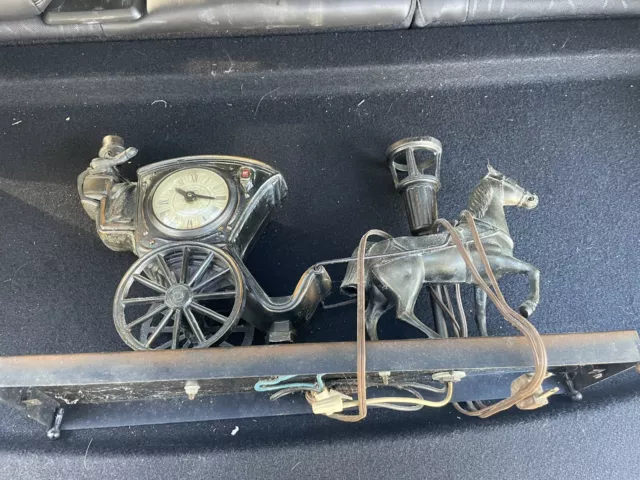 Vintage United Sessions Clock #701 Bronze Brass Horse Carriage Hansom Cab Works