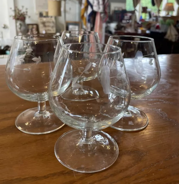 France Small Brandy Snifters 4 1/2" Lot of 4 Goblets Bar Stemware Cognac