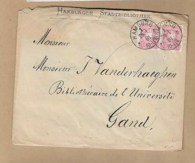 Los1 vom  2903   Heimatbeleg aus Hamburg nach Gand  1881