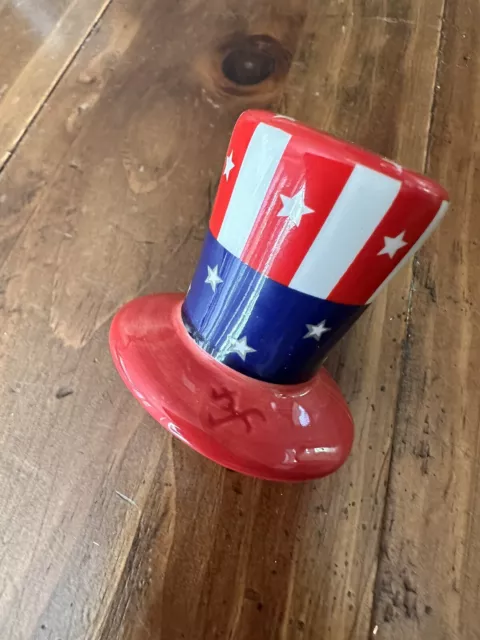 A53 Retired Patriotic Nora Fleming Mini ~Uncle Sam's Hat ~"Home of the Free"