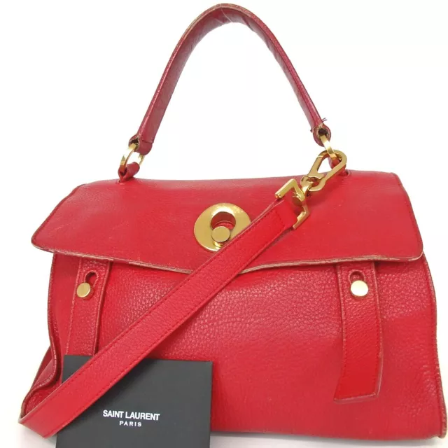 Authentic YVES SAINT LAURENT Muses 2way Handbag leather [Used]