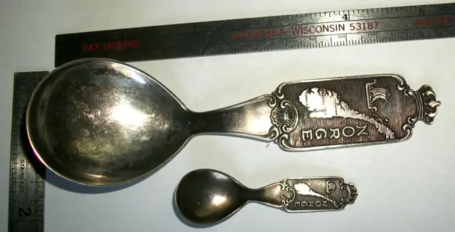 Rare Norge 1940S 830 Solid Silver Norway Country Raised Relief Caddy Spoons
