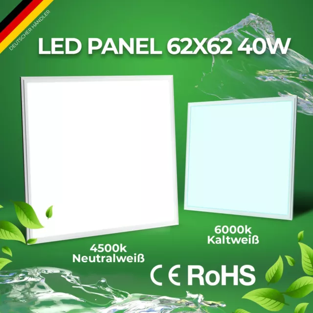 LED Panel 62x62cm 60x60cm 40W Premium Rasterdeckenleuchte Deckenleuchte + Trafo