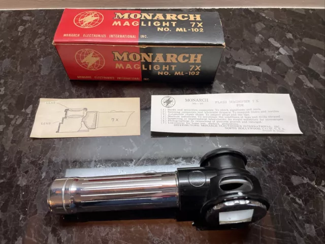 NOS Vintage Monarch Maglight 7X ML-102 Flashlight Monarch Electronics Inc RARE