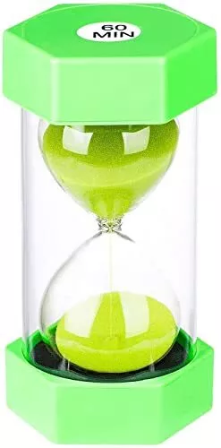 Hourglass Sand Timer 60 Minute，Colorful Sand Watch 60 Min, Small Green Sand C...