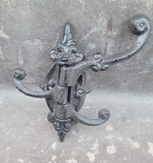 Rustic Victorian Cast Iron Swivel Hooks Hat Coat Purse Hooks